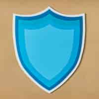 Foto gratuita icono de escudo de protección azul aislado