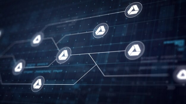 Icono de Google Drive Conexión de la línea de la placa de circuito