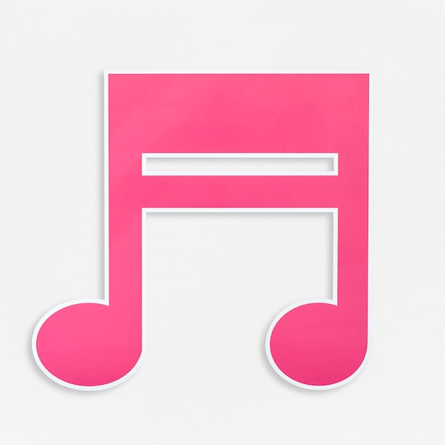 Icono de la nota de música rosa aislado