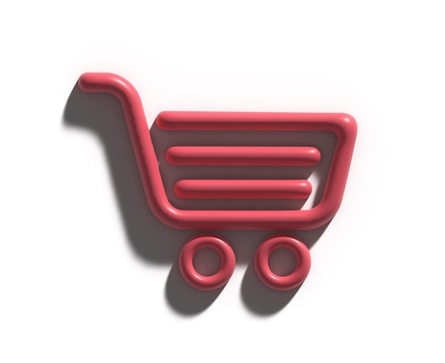 Icono de renderizado 3D de carrito de compras.