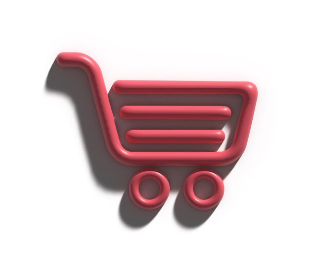 Icono de renderizado 3D de carrito de compras.
