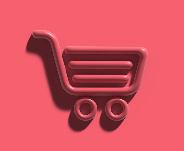 Icono de renderizado 3D de carrito de compras.