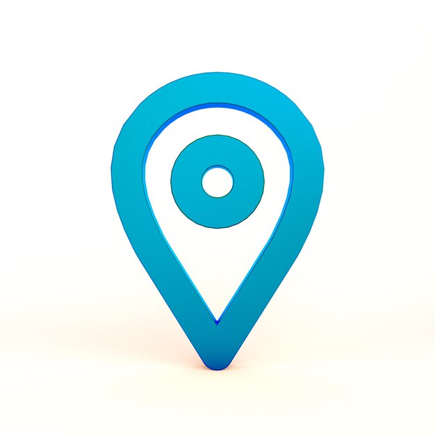 Ícono de ubicación de pin azul sobre fondo blanco