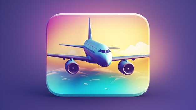 Icono de viaje 3D con avión