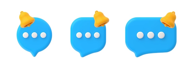 Foto gratuita iconos de chat con burbujas de discurso 3d y campanas