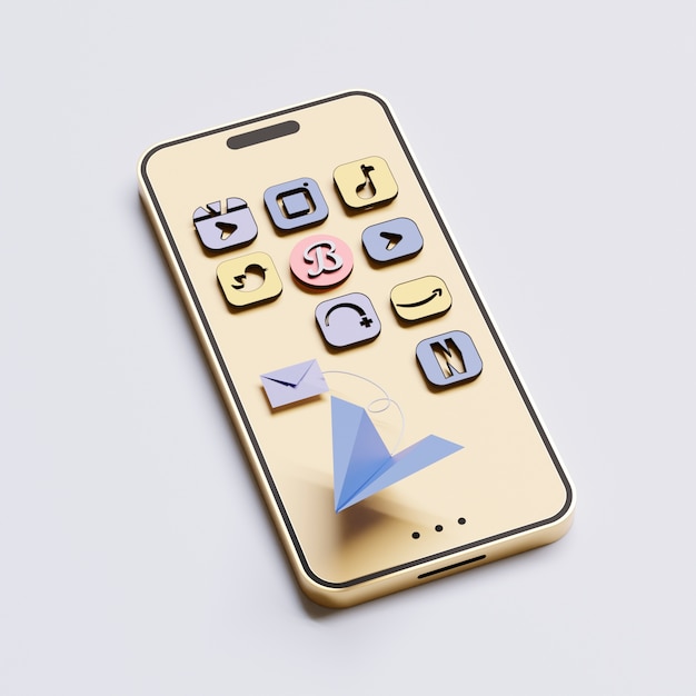 Iconos de comunicación y redes sociales en dispositivos de teléfonos inteligentes