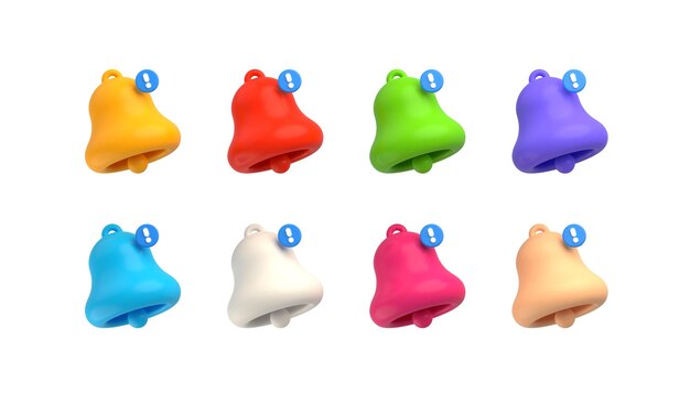 Iconos de mensajes de alerta con campanas de colores