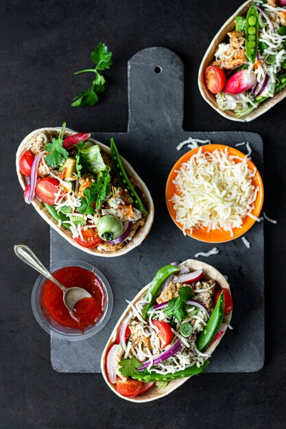 Idea de receta casera de comida tex mex taco boats