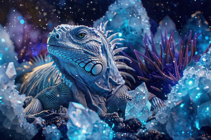 Foto gratuito iguana con luces de neón