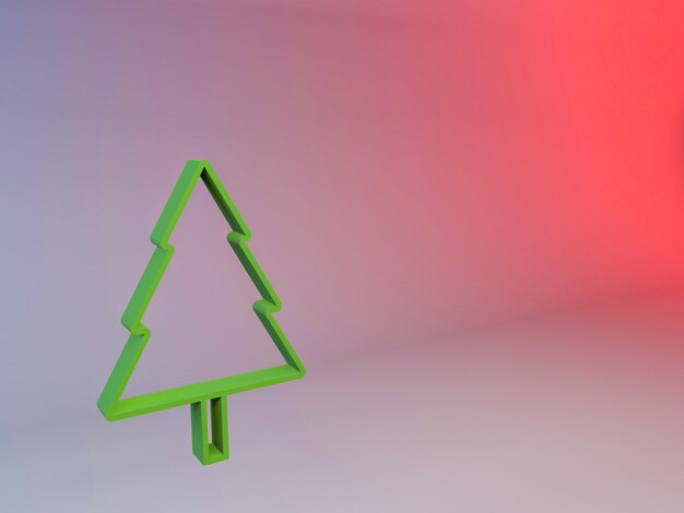 Ilustración 3d de un árbol de Navidad sobre un fondo degradado