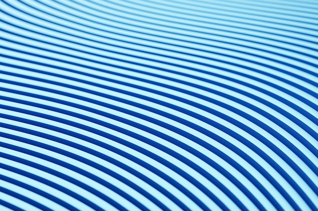 Ilustración 3d de una banda azul estéreo. rayas geométricas similares a ondas. patrón de líneas de cruce que brilla intensamente azul abstracto