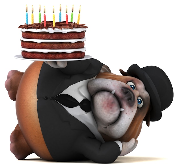 Ilustración 3D de bulldog divertido