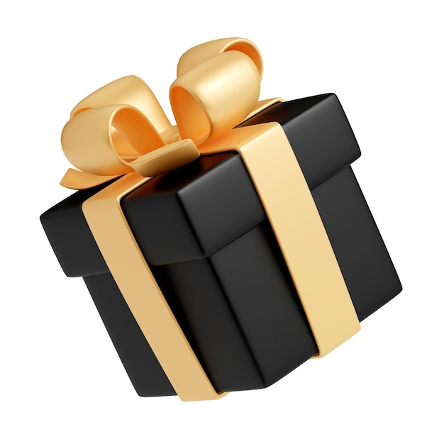 Ilustración 3D de caja de regalo negra cerrada