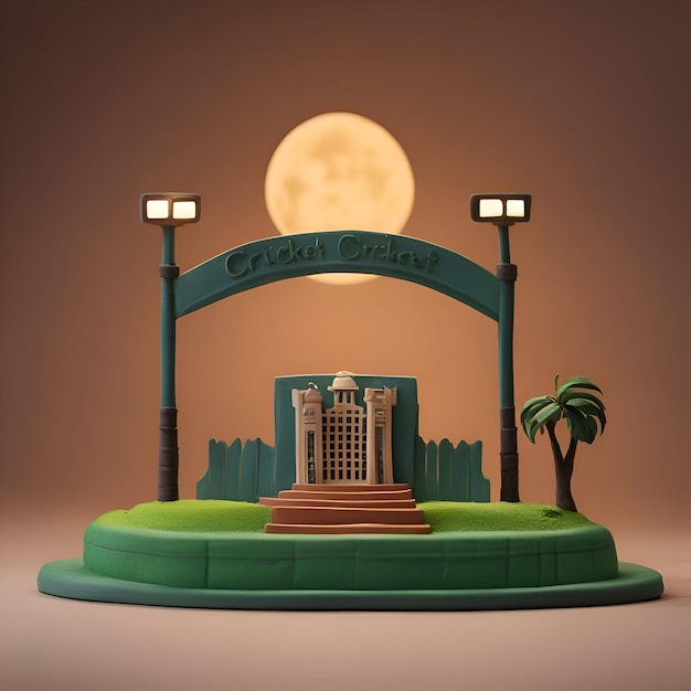 Foto gratuita ilustración 3d de la ciudad nocturna con la luna al fondo.