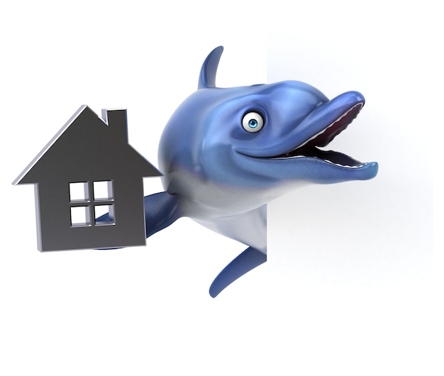 Ilustración 3D divertido delfín