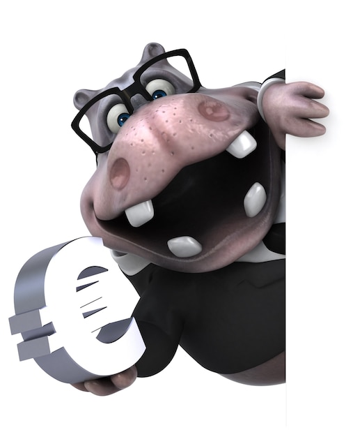 Ilustración 3D divertido hipopótamo