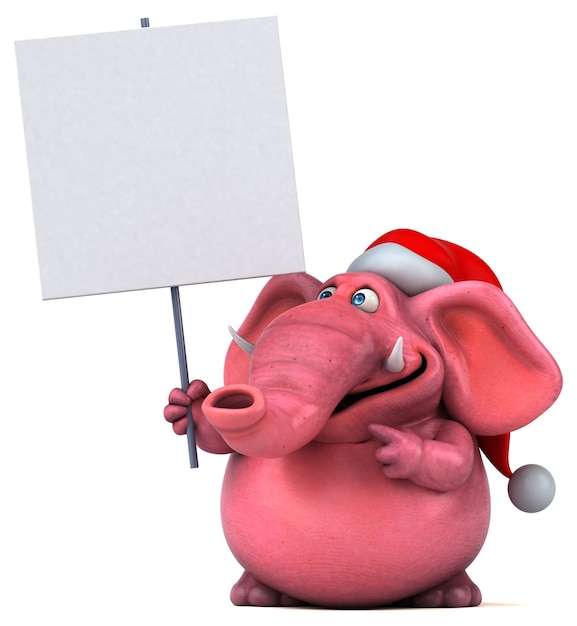 Ilustración 3D de elefante rosa