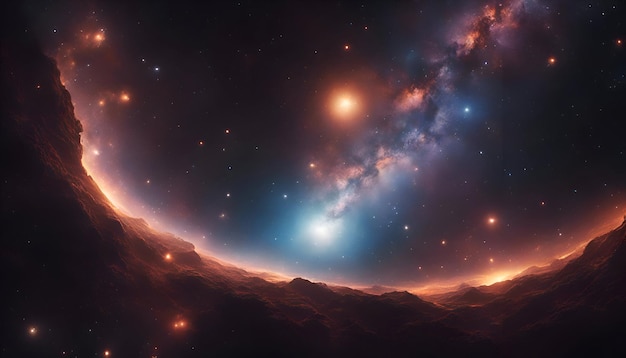 Foto gratuita ilustración en 3d de un espacio profundo con estrellas y nebulosas