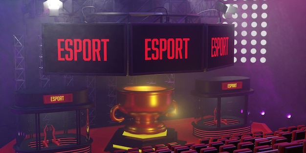 Foto gratuita ilustración 3d de fondo de escenario de esports