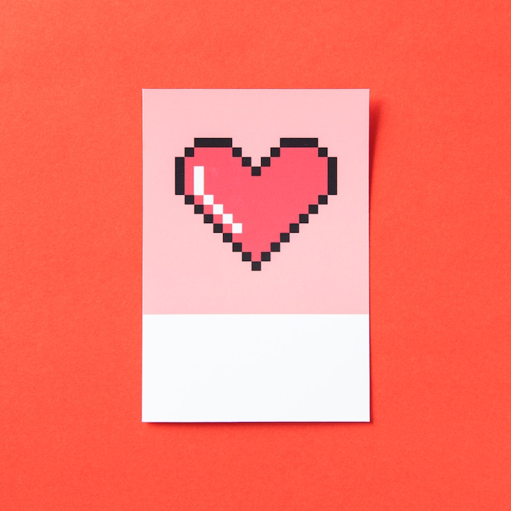 Foto gratuito ilustración 3d de forma de corazón pixelado