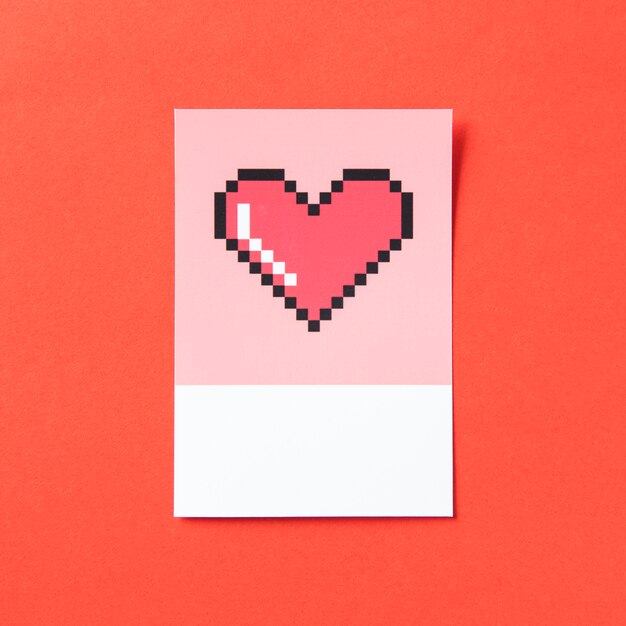 Ilustración 3D en forma de corazón pixelado