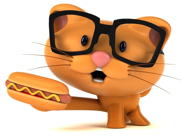 Ilustración 3D de gato divertido