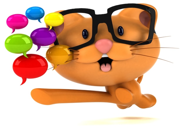 Ilustración 3D de gato divertido