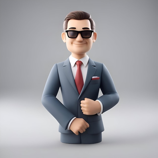 Foto gratuita ilustración 3d de un hombre de negocios en traje y gafas de sol con corbata