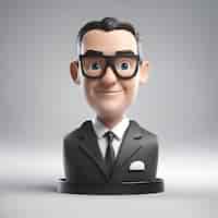 Foto gratuita ilustración en 3d de un hombre de negocios con traje negro y gafas renderización en 3d