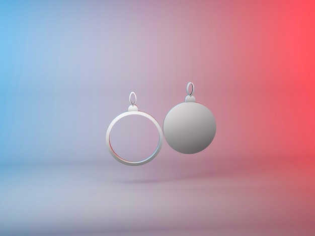 Ilustración 3D del icono de la bola del árbol de Navidad sobre un fondo degradado