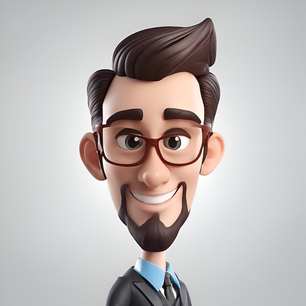 Foto gratuita ilustración en 3d de un joven empresario con gafas y barba