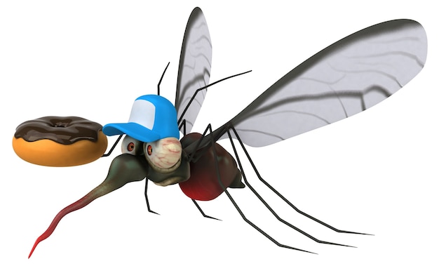Ilustración 3D de mosquitos
