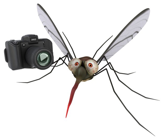 Ilustración 3D de mosquitos