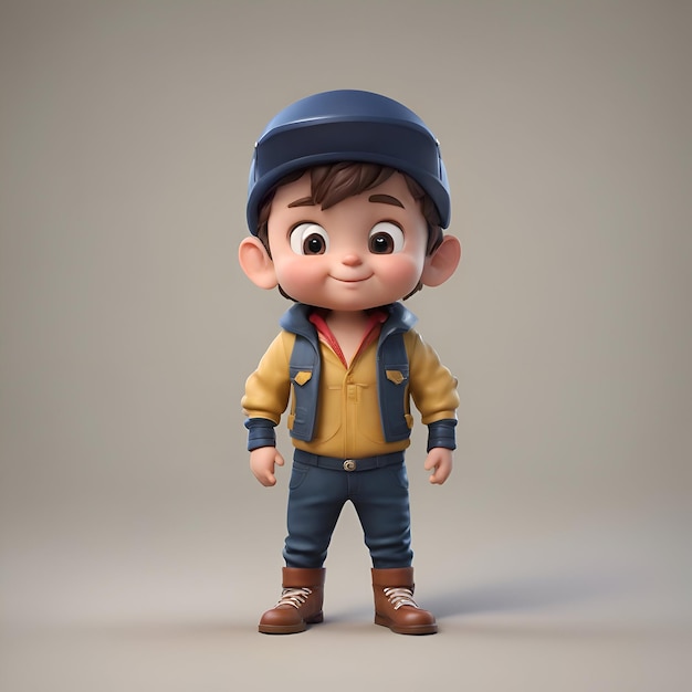 Foto gratuita ilustración en 3d de un niño con gorra y mono renderización en 3d