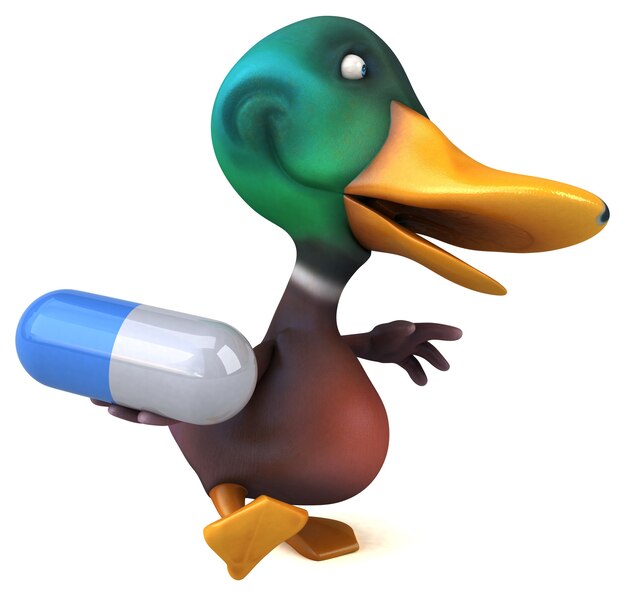 Ilustración 3D de pato divertido