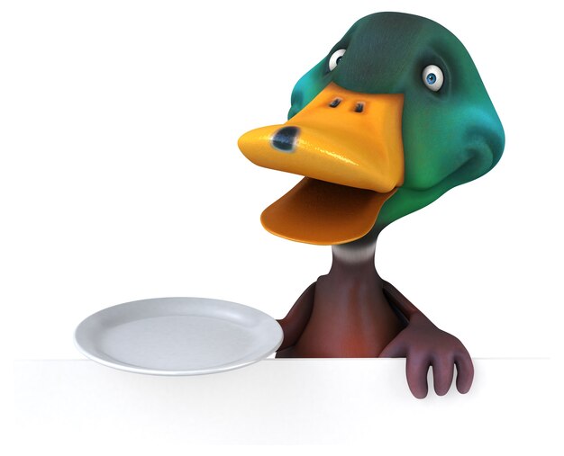 Ilustración 3D de pato divertido