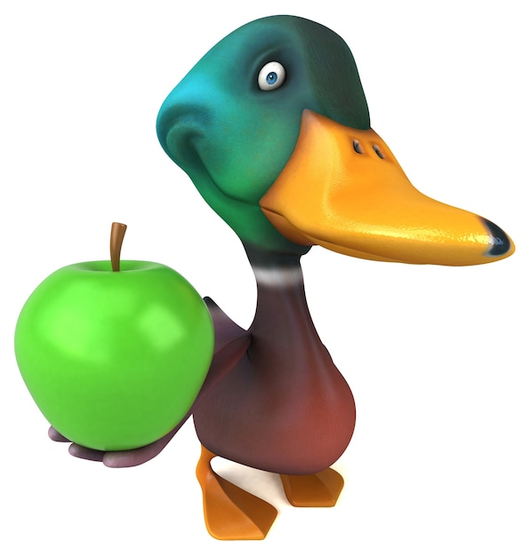 Ilustración 3D de pato divertido