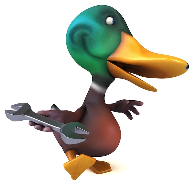 Ilustración 3D de pato divertido