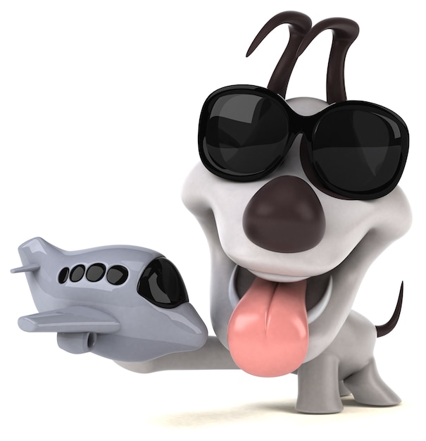 Ilustración 3D de perro divertido