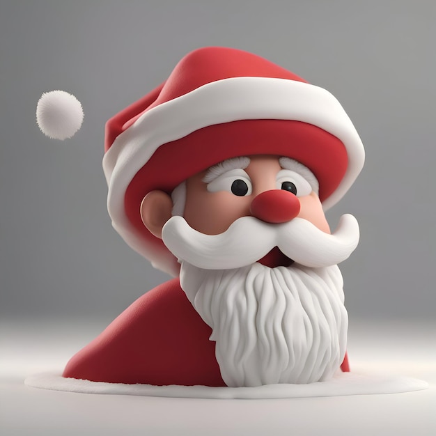 Foto gratuita ilustración 3d del personaje navideño de papá noel sobre fondo gris