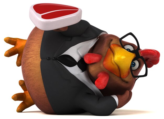 Ilustración 3D de pollo divertido