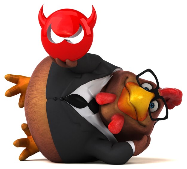 Ilustración 3D de pollo divertido