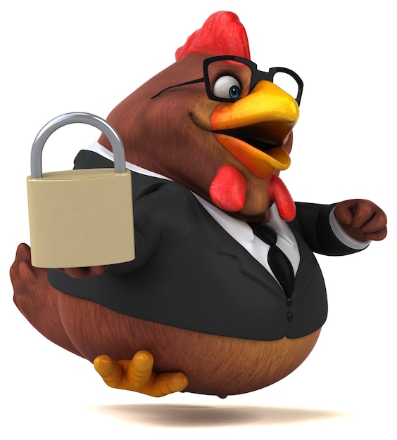 Ilustración 3D de pollo divertido