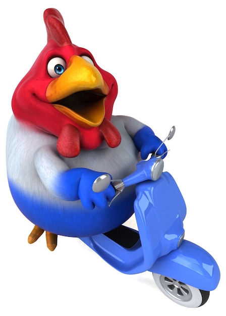 Ilustración 3D de pollo divertido