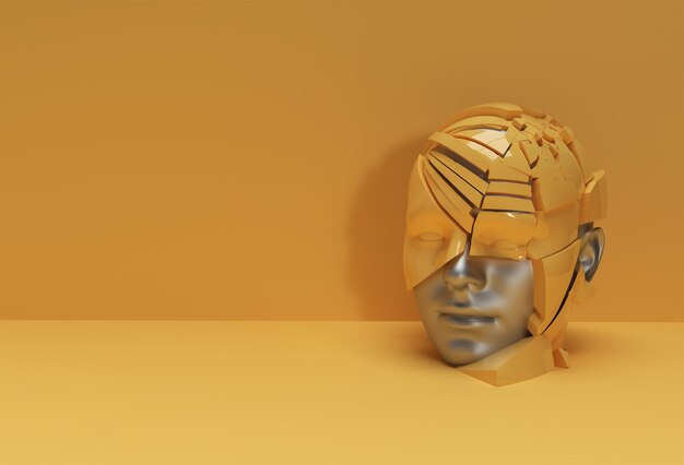 Ilustración 3D prestados de un diseño de rostro humano.