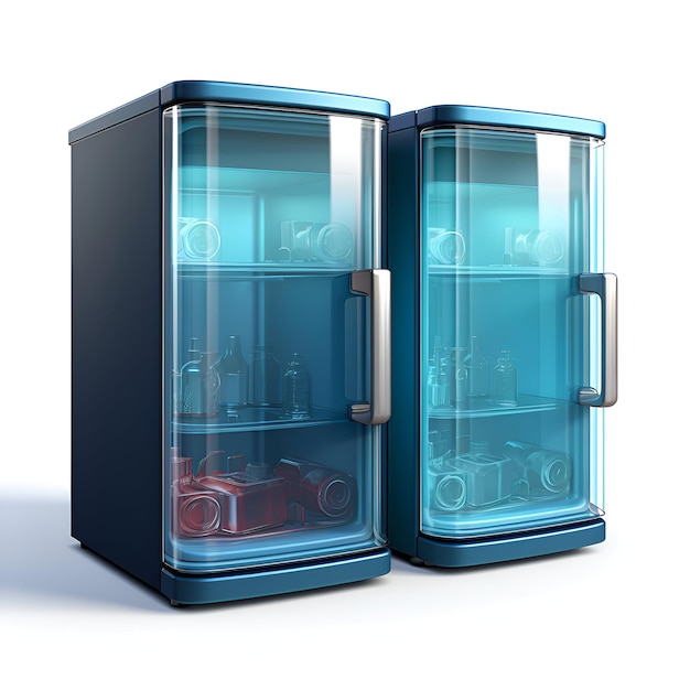 Foto gratuita ilustración 3d del refrigerador aislada sobre un fondo blanco