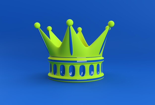 Ilustración 3D Render Turquesa Corona aislado sobre fondo de color