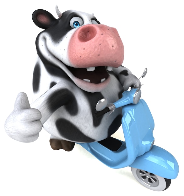 Ilustración 3d de vaca divertida