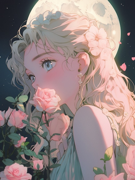 Foto gratuita ilustración al estilo de anime de la rosa