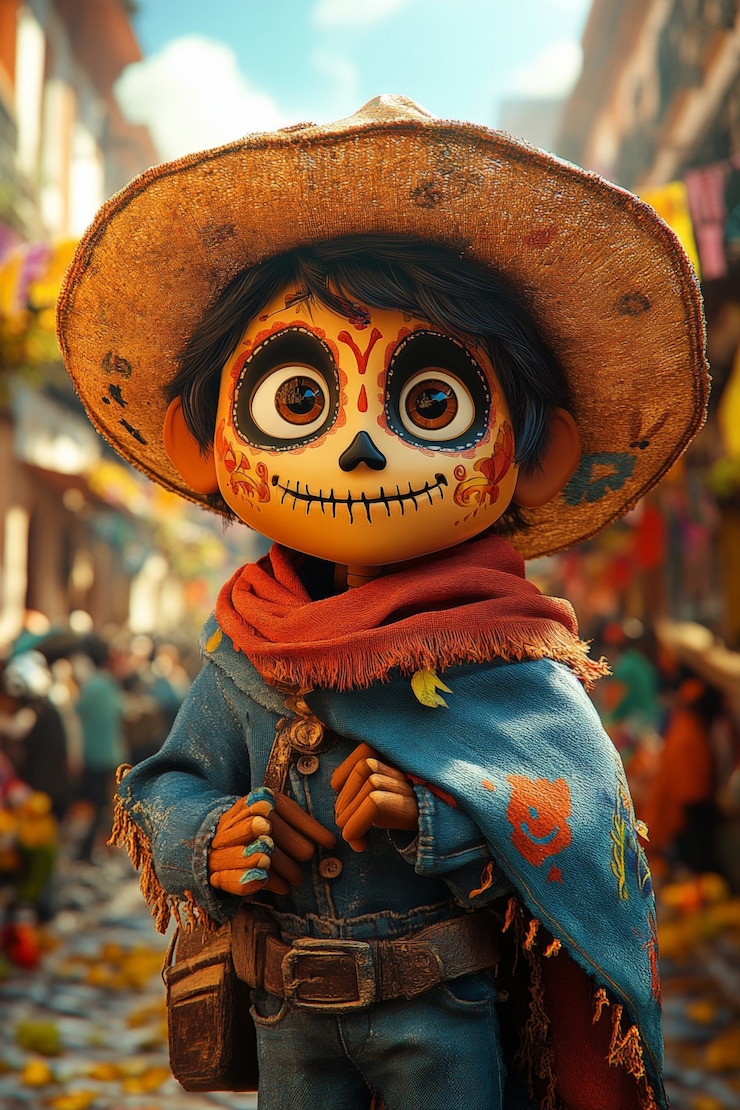 Foto gratuito ilustración al estilo de dibujos animados en 3d para la celebración del día de los muertos